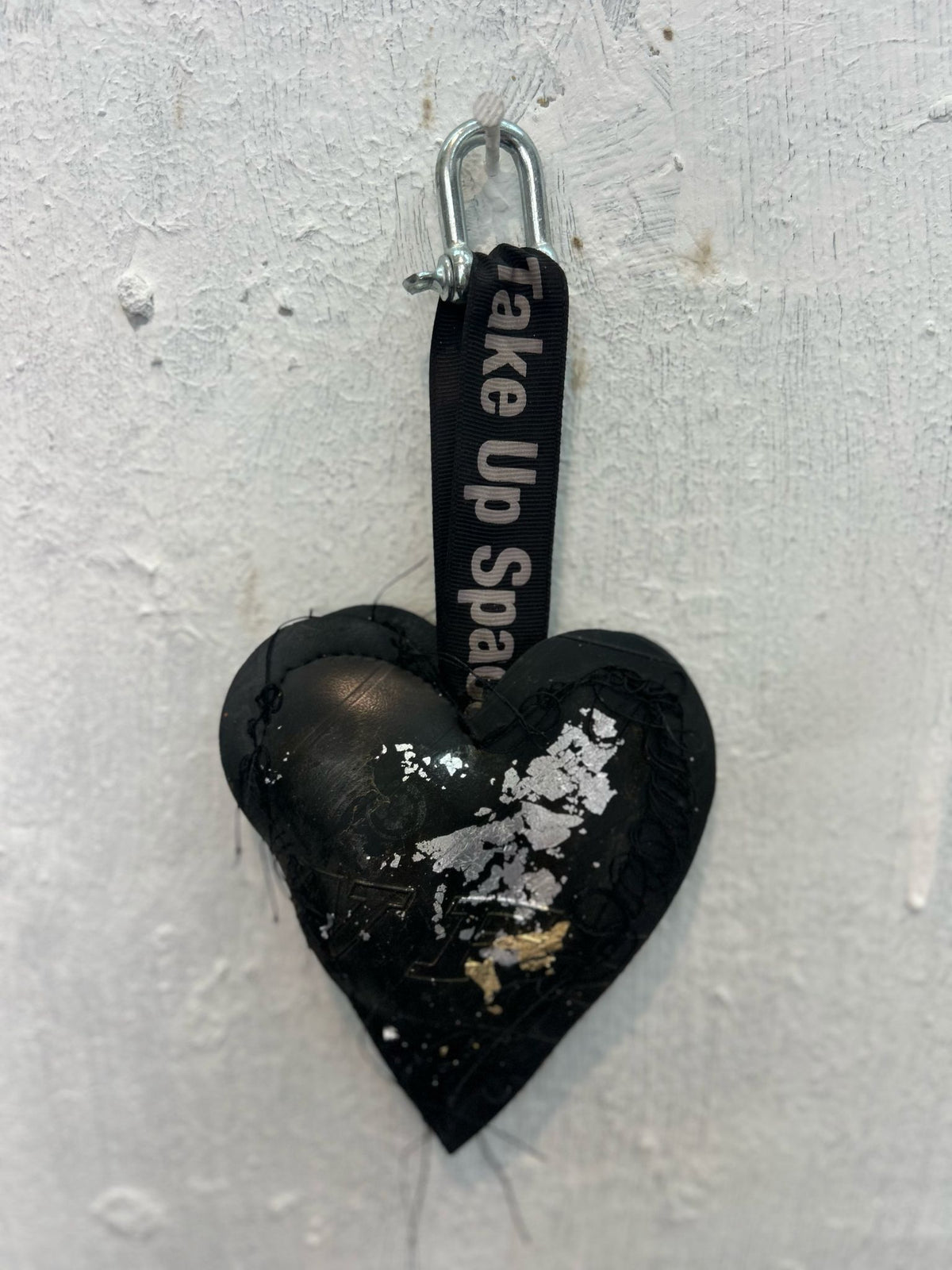 Key chain heart for BRING THEM HOME made from inner tubes (COVER IN SILVER ) (Copy)